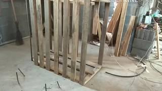 Дуговая бетонная лестница (процесс сборки опалубки))