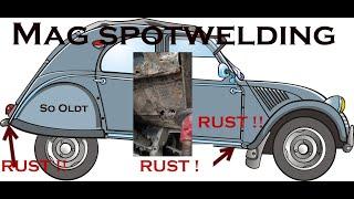 MAG welding 2CV rusted footwell - So Oldt