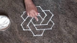 6 dots rangoli /daily easy rangoli/ simple rangoli/ chukki rangoli with 6 dots/ಚುಕ್ಕಿ ರಂಗೋಲಿ