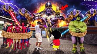 Franklin and Shinchan All Avengers Attacked By LAVA GOD Thanos Save Shinchan Avengers in GTA 5