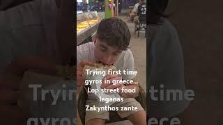 Trying first time gyros Greek kebab wrap in Greece...