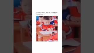 Chinese student tries to absorb knowledge from book using hands #shorts