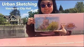 Sketching the Spring Vibes at Vancouver City Hall + Food and Drink  Ink and Watercolors