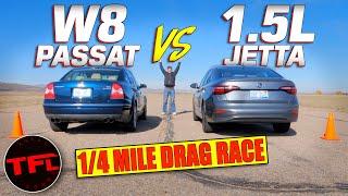 Old vs New Drag Race: Watch What Happens When I Race a NEW Jetta vs VW's OLD Monster W8 Passat!