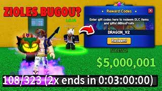 BUGUEI O ZIOLES E PEGUEI A FRUTA DRAGON + 29 CÓDIGOS DE 2X XP BELI E RESET NO BLOX FRUITS 2024...