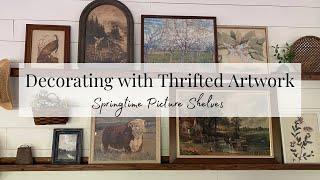 Using Thrifted Artwork in Decorating - Thrift Haul and Spring Picture Shelves