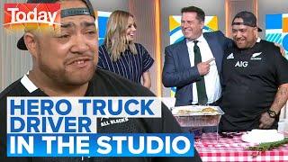 Hero truck driver can't believe viral fame | Today Show Australia