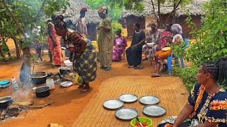 African village life/Cooking Village food lemon Chicken stew,15 Onions sauce with Rice