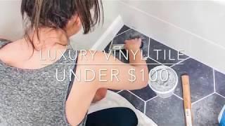 Quarantine DIY project under $100!!!  ~Luxury vinyl honeycomb tile installation before and after!~