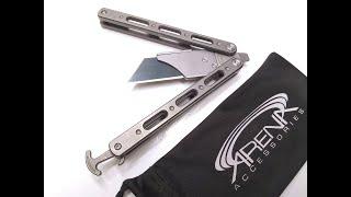 Titanium Butterfly Knife Balisong Box Cutter Razor Utility Blade by Arena Accessories