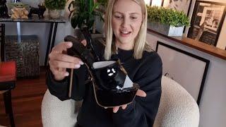 Catie Unboxes Shiny Black 7 Inch High Heel Platform Shoes With Magic Quick Fasten Buckle Ankle Strap