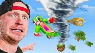 Surviving a Tornado One Block In Minecraft