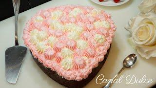 Heart-Shaped Strawberry and Chocolate Cake for Valentine's Day!