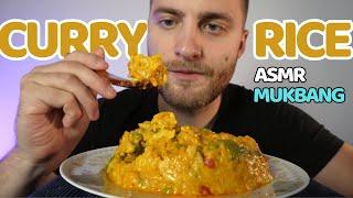 Close up ASMR CURRY RICE with CHICKEN and VEGETABLES  Eating sounds