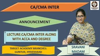 CA, CMA Coaching along with ACCA at TARGET Academy _BY_SRAVANI_MADAM #cma #ca #acca #cpa #cmausa