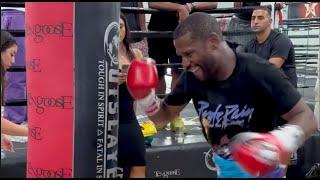 Floyd Mayweather UNLEASHES on Heavy Bag; Ready to KO Gotti! [Full Workout]