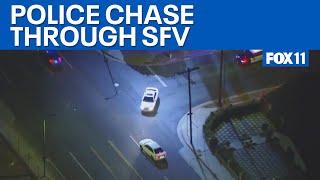 Police chase allegedly armed suspect through San Fernando Valley | FOX 11 LA