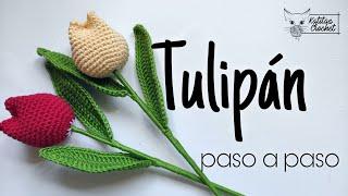 COMO HACER UN  TULIPAN  A CROCHET - PASO A PASO - FÁCIL Y RÁPIDO