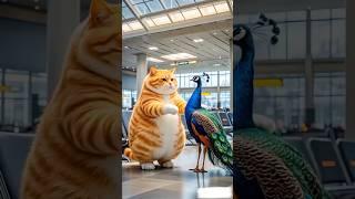 Cat and peacock friendship, Cat funny video #birds #peacock #pets #animals