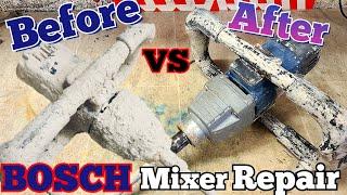 Repairing and cleaning a cement encrusted Bosch GRW 12 E Mixing drill with bad bearings.