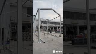 Installing the frame of 4X10 meters Aluminum structure expo event Tent