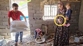 Ali and the pregnant woman.  Trying to build a new house in the mountains ️