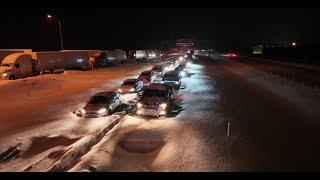 1000+ People stranded from winter storm in New York  - Ripley, NY -  Lake Effect  snow - I90 - Drone