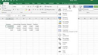 Number Formatting in Excel / Office 365 - Currency, Accounting, Percentage and Fractions