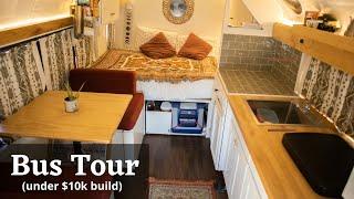 BUS TOUR! | BEAUTIFUL DIY TINY HOME on WHEELS | UNDER $10,000!