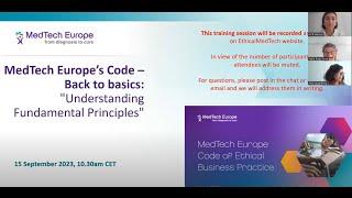 MedTech Europe Code of Ethics - Training: Back to Basics