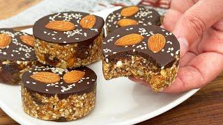 Dessert without baking and without sugar! In just 5 minutes! Healthy energy bars