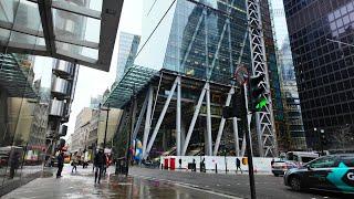 [4K] City of London Skyscrapers | Morning Rain | Walking Tour