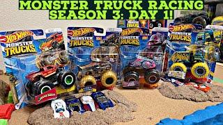 MONSTER TRUCK RACING! SEASON 3: DAY 1! #diecastracing #monstertrucks