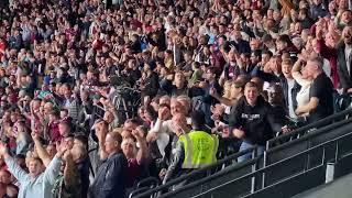 West Ham and Fulham fans cursing after Bowen's equalising goal.