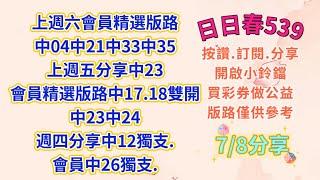 7/8會員中17全車. 精選版路中11 20 29（歡迎分享按讚開啟小鈴鐺買彩劵做公益）