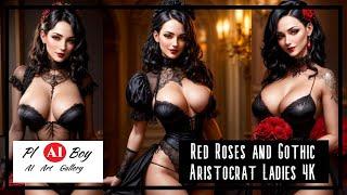 4K AI LOOKBOOK | AI Models |  Photo Shooting - Red Roses and Gothic Aristocrat Ladies  4K
