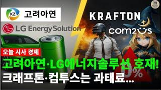 [오늘의 경제 핵심 총정리] 고려아연 美수출 ·LG에너지솔루션 中배터리 수주…크래프톤·컴투스 과태료!