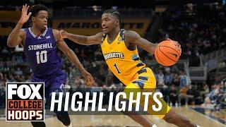 Stonehill Skyhawks vs. No.10 Marquette Golden Eagles Highlights | FOX College Hoops