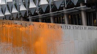 US Embassy in London Spray Painted Over Election Results