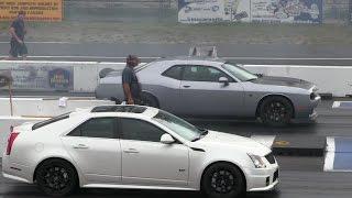 2016 Hellcat battles CTS-V Cadillac-1/4 mile drag race