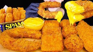 ASMR CHEESY FRIED KIELBASA SAUSAGE SPAM CHEESE BALLS CONG DOG COOKING MUKBANG 먹방 Sosis EATING SOUNDS