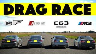 Oldtimer! BMW E92 M3 Comp vs. Mercedes C63 AMG 507 vs. Audi RS5 vs. Lexus ISF. Drag-and-Roll-Rennen!