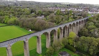 Pontcysyllte Aqueduct on the Llangollen Canal by drone