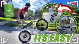 How To Wheelie A Ebike. Teach My Dad On A Zooz BMX 750.