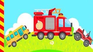 Пожарные машины тушат пожар  мультики про машинки. Красная пожарная машина для для малышей.