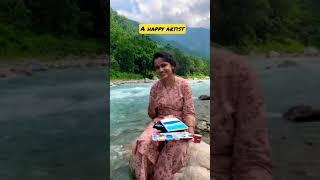 Painting In Rishikesh | Gouache Colors | Valley Painting | Easy Artwork Ideas | #Shorts