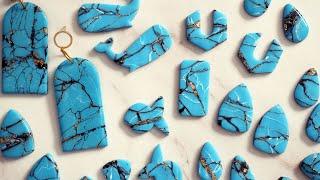 Turquoise Faux Stone Polymer Clay Earrings Tutorial | Polymer Clay For Beginners