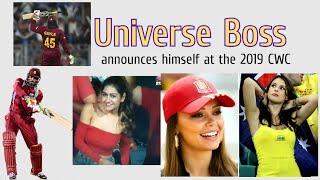 Universe Boss Chris Gayle announces himself at the world cup live from the stadium. #universeboss