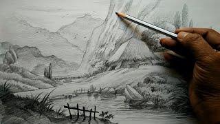 How to Draw Village  Landscape With Pencil | Pencil Art