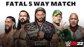 Roman Reigns The Rock John Cena Seth Rollins and Drew McIntyre Fatal 5 way match gameplay WWE 2K22